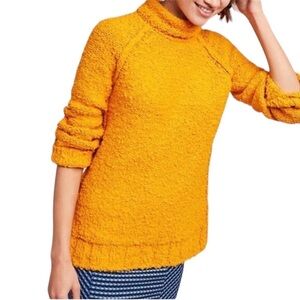 Anthropologie Moth Juliette Turtleneck Sweater Mango Mustard Yellow Size Medium